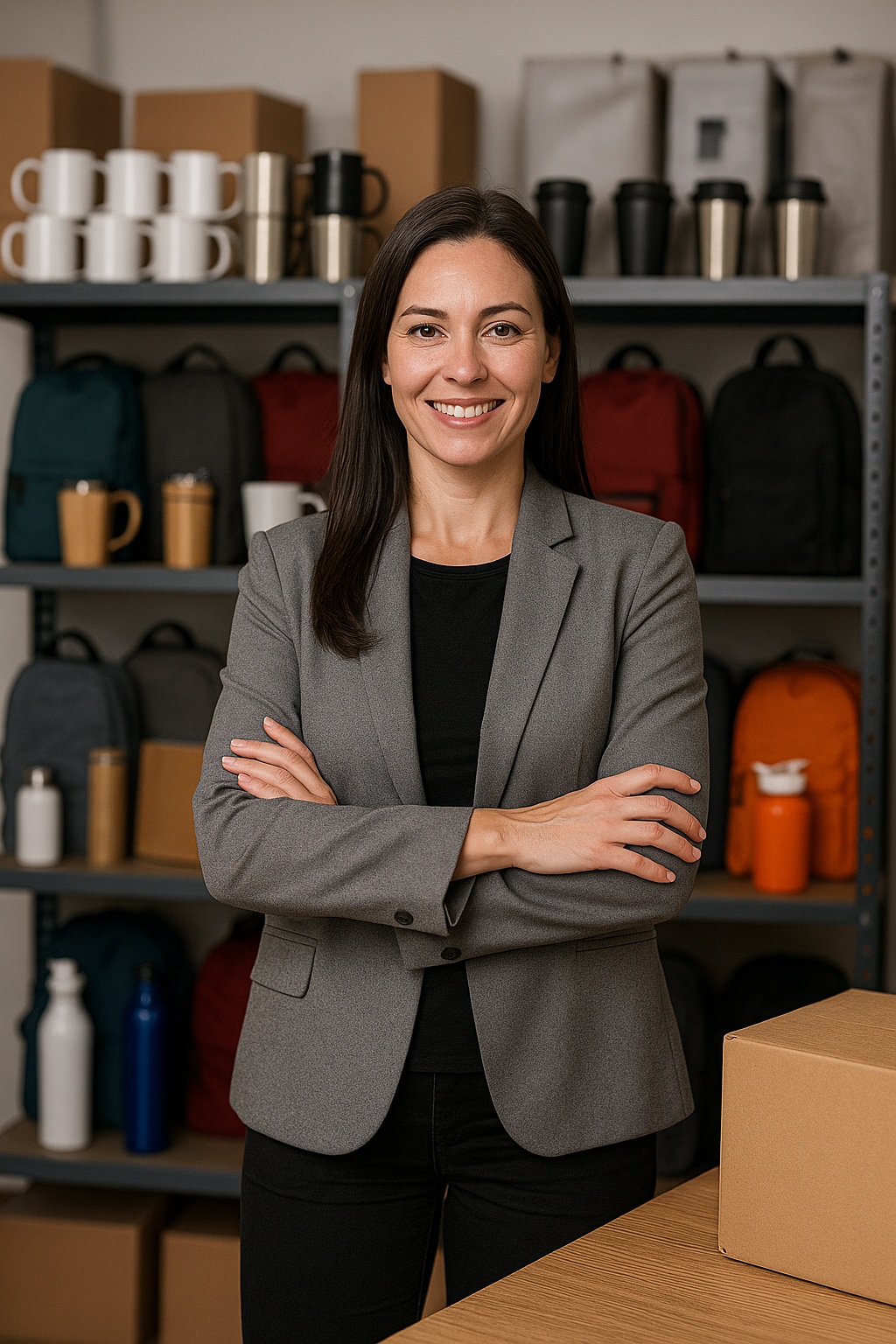 Equipe Emoção e Arte preparando brindes personalizados